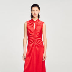 Draped satin-effect dress Red Sandro Women