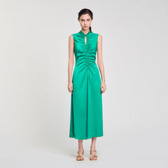 Draped satin-effect dress Emeuraude Green Sandro Women