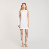 mini dress with rhinestone details Ecru Sandro Women