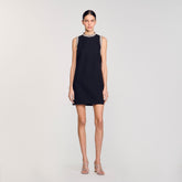 mini dress with rhinestone details Black Sandro Women