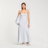 Striped maxi dress with straps Blue / Ecru Sandro Women