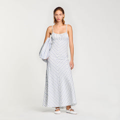 Striped maxi dress with straps Blue / Ecru Sandro Women