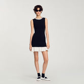 Mini knit dress with beaded neck Black / Ecru Sandro Women