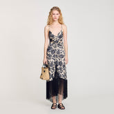Floral print maxi dress Ecru / Black Sandro Women