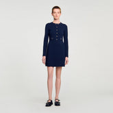 Mini button-up knit dress Navy Blue Sandro Women