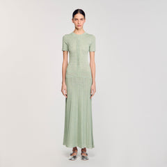 Knit maxi dress Almond Green Sandro Women
