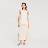 Pearl bead knit maxi dress Ecru Sandro Women