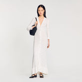 Maxi dress with pearl details Ecru Sandro Women
