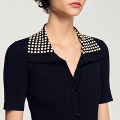 Knit maxi dress with studs Black Sandro Women