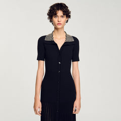 Knit maxi dress with studs Black Sandro Women