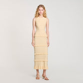 Ruffled knit maxi dress Ecru Sandro Women