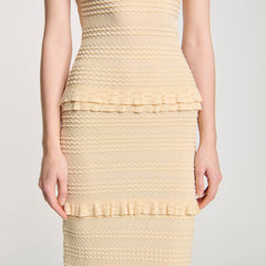 Ruffled knit maxi dress Ecru Sandro Women