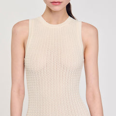 Mini knit dress with ruffle Ecru Sandro Women