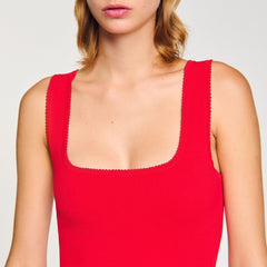 Mini knit dress with ruffles Red Sandro Women