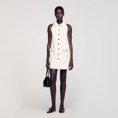 Peter Pan collar mini dress Ecru Sandro Women