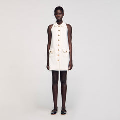 Peter Pan collar mini dress Ecru Sandro Women