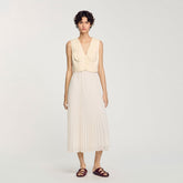 Pleated maxi dress Ecru Sandro Women