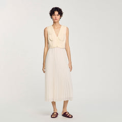 Pleated maxi dress Ecru Sandro Women