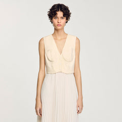 Pleated maxi dress Ecru Sandro Women