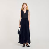 Pleated maxi dress Black Sandro Women