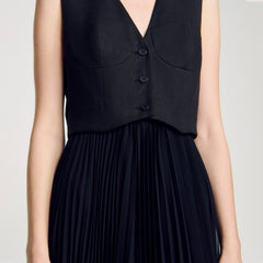 Pleated maxi dress Black Sandro Women