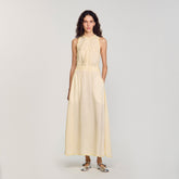Maxi dress with lace details Light Yellow Sandro Women