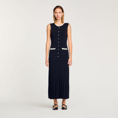 Maxi dress with crochet detailing Black Sandro Women