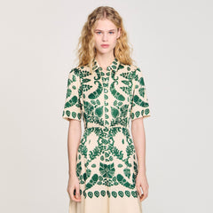 Floral print maxi dress Ecru / Green Sandro Women