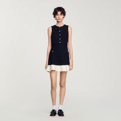 Two-tone tweed mini dress Black Sandro Women