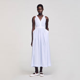 Maxi striped dress Ciel / Blanc Sandro Women