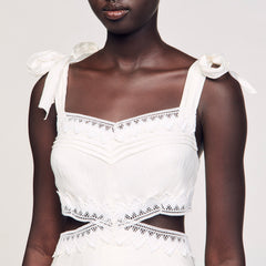 Lace trim maxi dress White Sandro Women