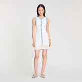 Mini knit dress with ruffles Ecru Sandro Women