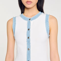 Mini knit dress with ruffles Ecru Sandro Women