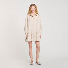 Rhinestone striped shirt dress Khaki / Pink Sandro Women