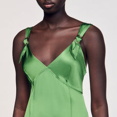 Fluid satin-effect dress Green Sandro Women