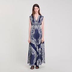 Bandana-print maxi dress Blu / White Sandro Women