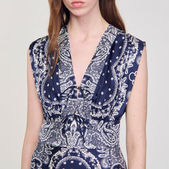 Bandana-print maxi dress Blu / White Sandro Women