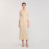 Rhinestone knit maxi dress Beige Sandro Women