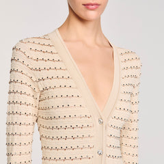 Rhinestone knit maxi dress Beige Sandro Women