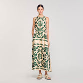 Leaf print maxi dress Ecru / Green Sandro Women