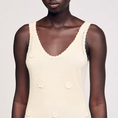 Knit maxi dress Ecru Sandro Women