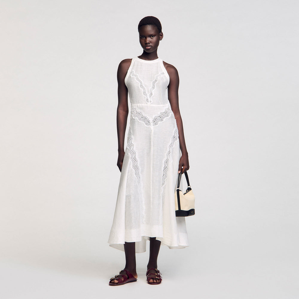 Lace trim maxi dress White Sandro Women