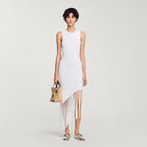 Fringed crochet dress White Sandro Women