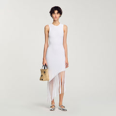Fringed crochet dress White Sandro Women