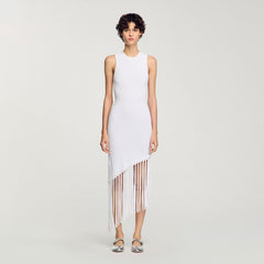 Fringed crochet dress White Sandro Women