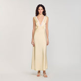 Satin-effect maxi dress Yellow Sandro Women