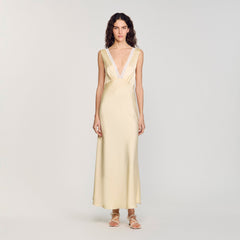 Satin-effect maxi dress Yellow Sandro Women