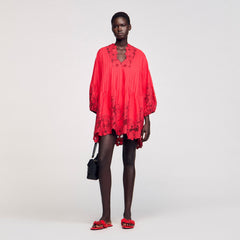 Mini dress with floral details Red Sandro Women