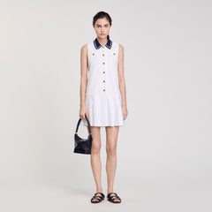 Mini dress with contrasting collar White Sandro Women
