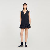 Mini tailored dress with ruffle Black Sandro Women